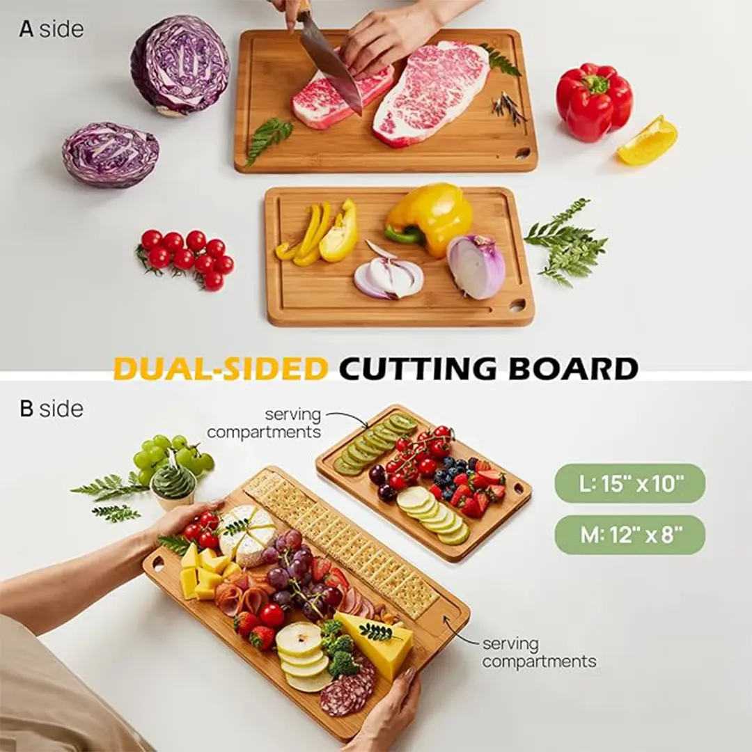 Bamboo Cutting Board, Durable Wood Cutting Boards