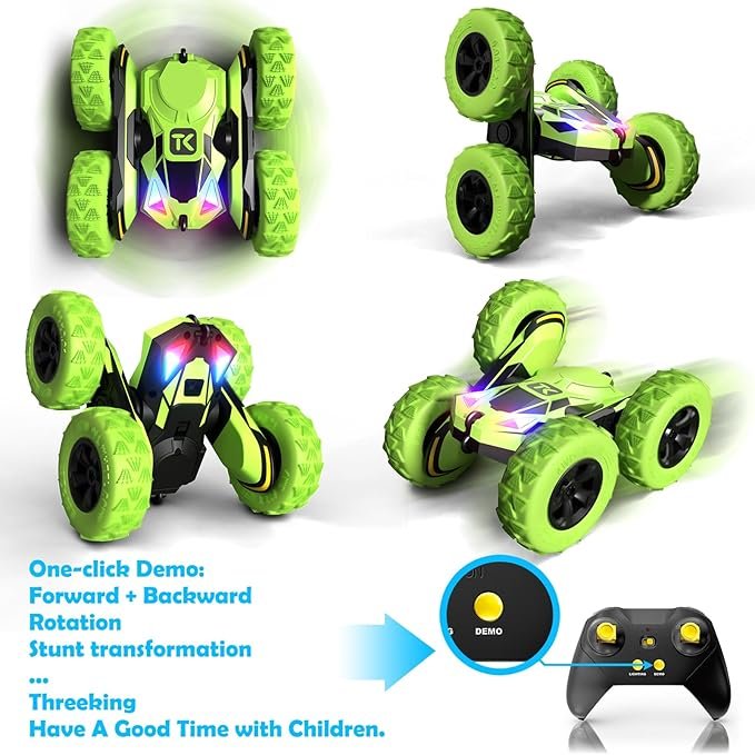 Threeking RC Stunt Cars Remote Control Car, Double-Sided Driving 360 - Image 3