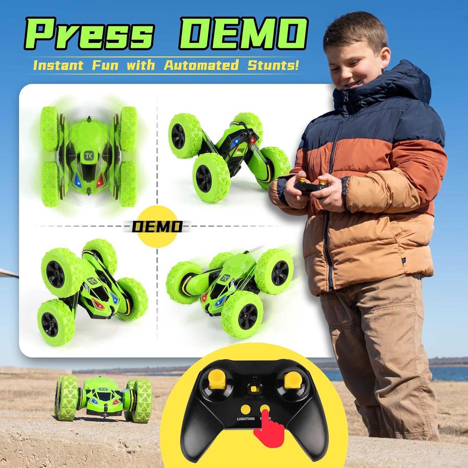Threeking RC Stunt Cars Remote Control Car, Double-Sided Driving 360 - Image 6