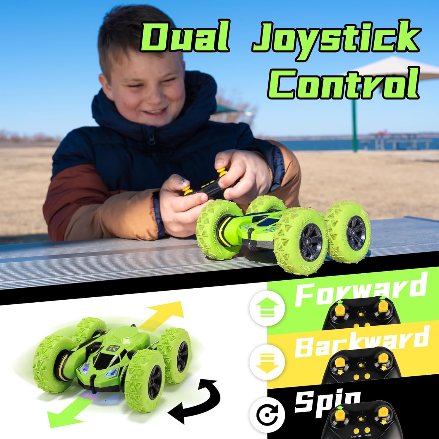 Threeking RC Stunt Cars Remote Control Car, Double-Sided Driving 360 - Image 7
