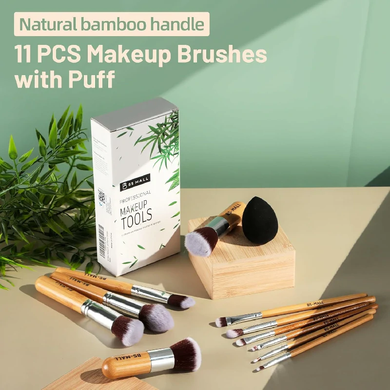 BS-MALL Makeup Brush Set 11Pcs Bamboo Synthetic