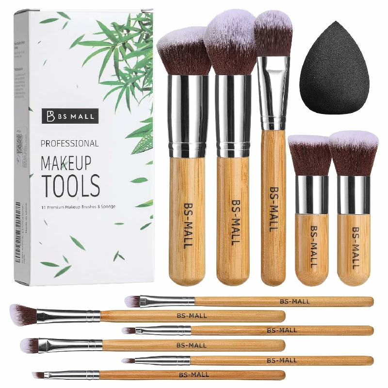 BS-MALL Makeup Brush Set 11Pcs Bamboo Synthetic - Image 8