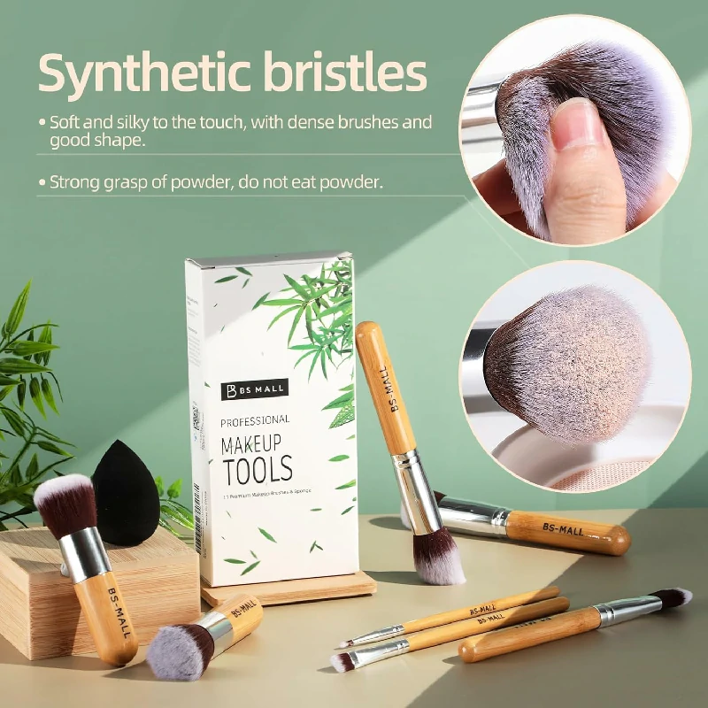 BS-MALL Makeup Brush Set 11Pcs Bamboo Synthetic - Image 7
