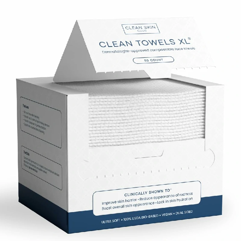 Clean Skin Club Clean Towels XL™ 100% USDA Biobased Face Towel