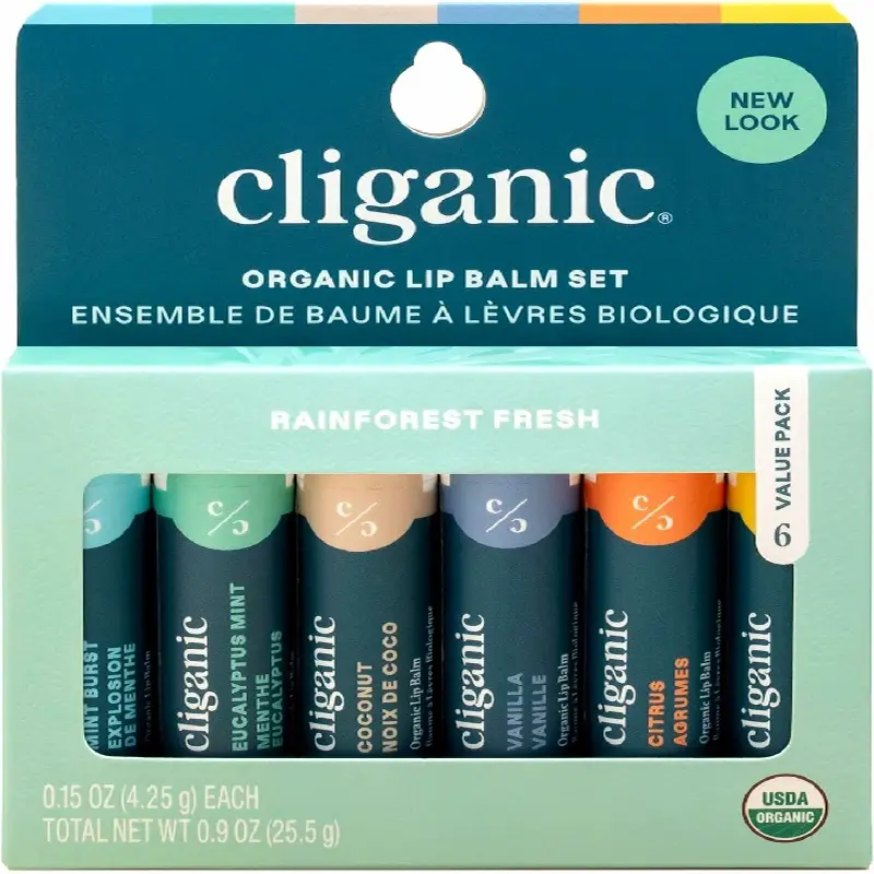 Cliganic USDA Organic Lip Balm Set – 6 Flavors