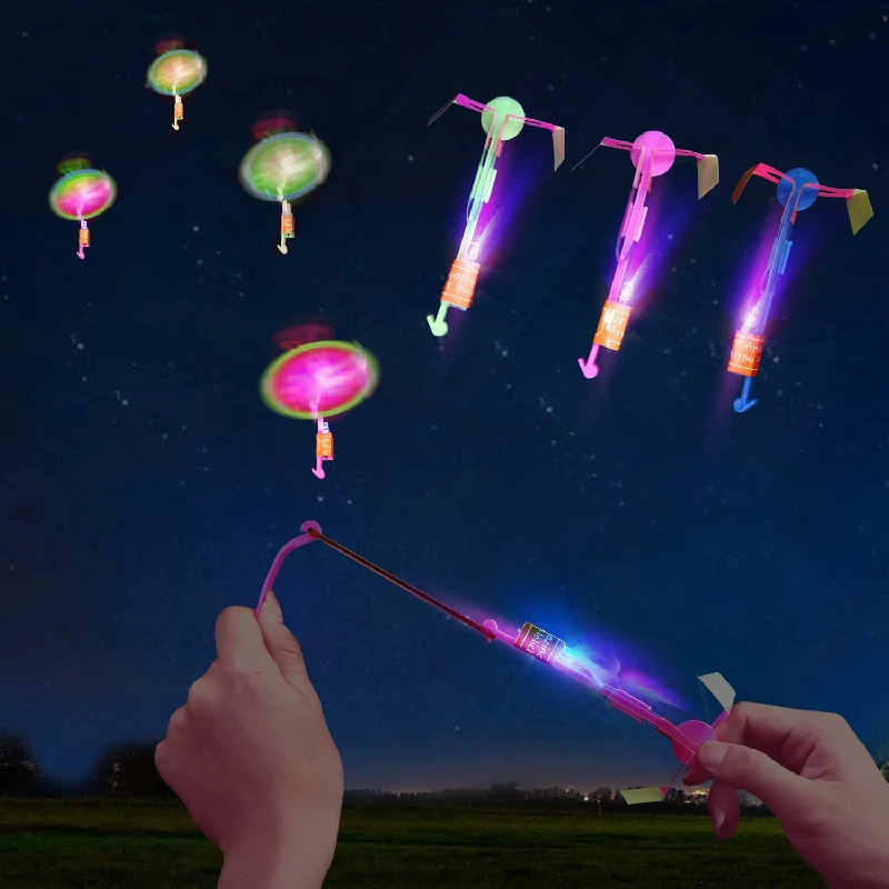 25 Sets LED Flying Set, 25 Slingshot+25 Glow Helicopter