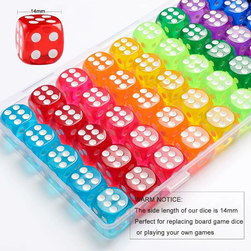 50 Pieces Colored Dice, 6 Sided Dice for Board Games