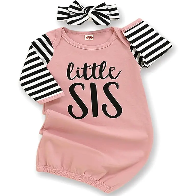 AMAWMW Newborn Baby Girl Little Sister Sleeper Gown