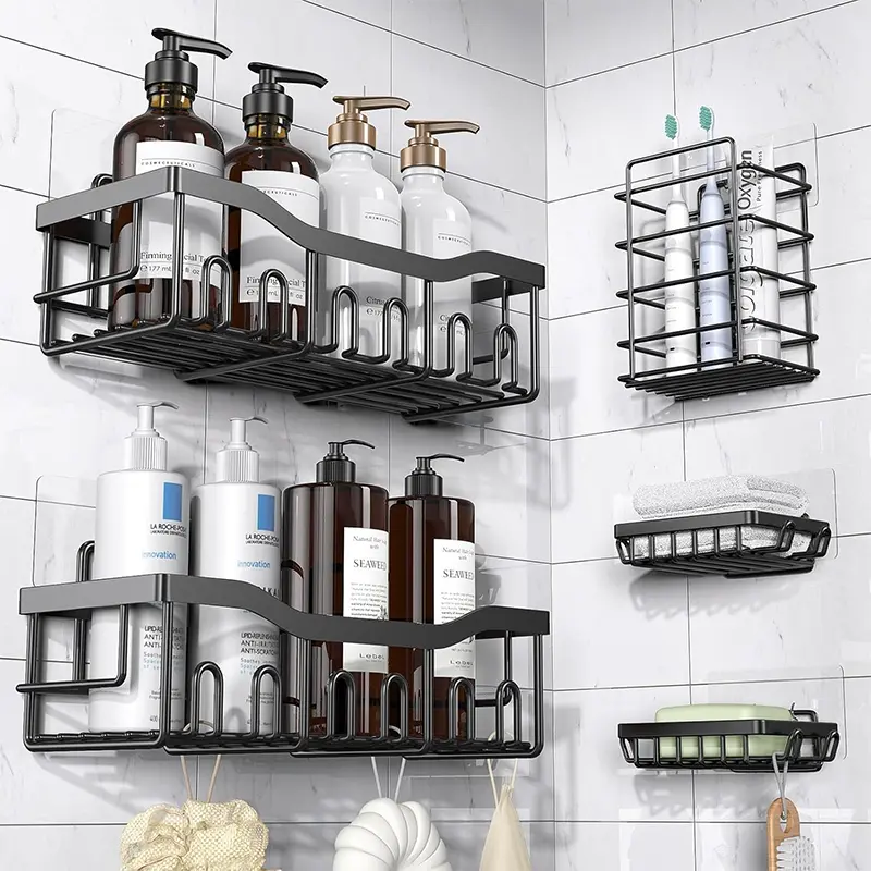 Adhesive Shower Caddy 5Pcs Set Rustproof Stainless Steel