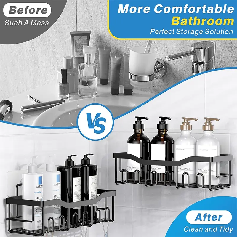 Adhesive Shower Caddy 5Pcs Set Rustproof Stainless Steel - Image 6