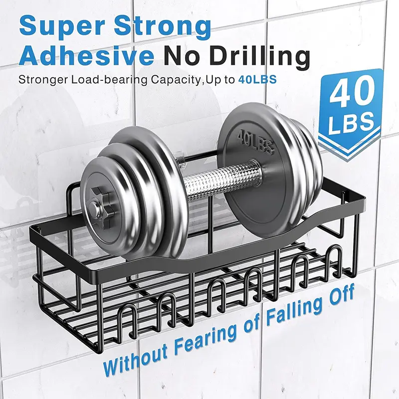 Adhesive Shower Caddy 5Pcs Set Rustproof Stainless Steel - Image 5