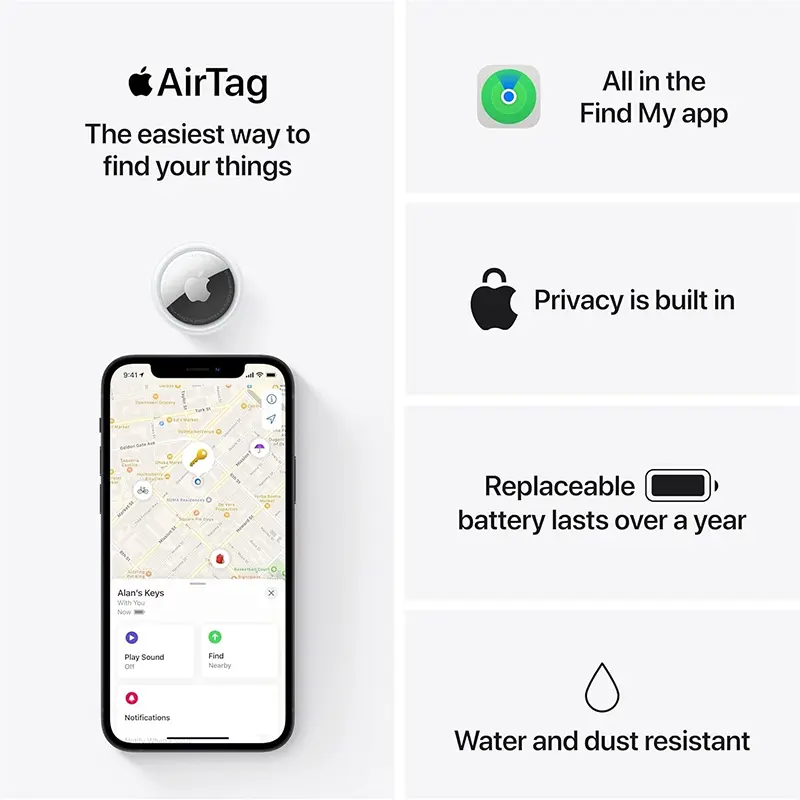 Apple AirTag 4 Pack, 4 CR2032 batteries required. (included) - Image 2