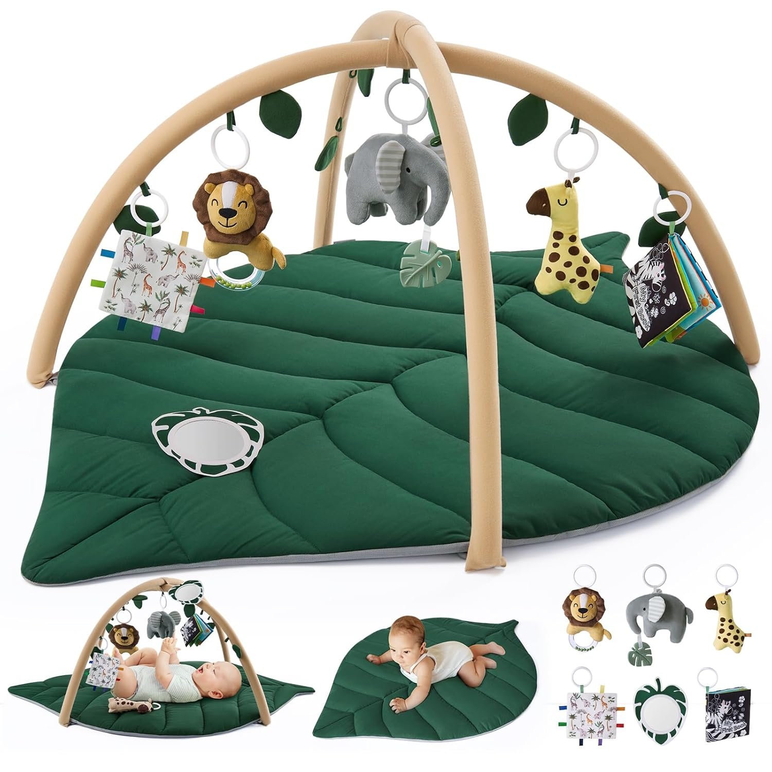 Blissful Diary Baby Play Gym & Activity Mat, Oversize Leaf Shaped