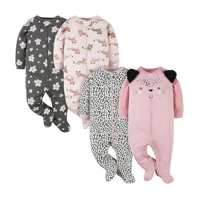 Gerber Baby Girls’ 4 Pack Sleep ‘  N Play Footie