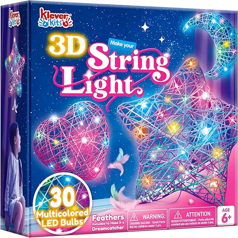 Klever Kits 3D String Art Kit for Kids, Light Up String Light Toy