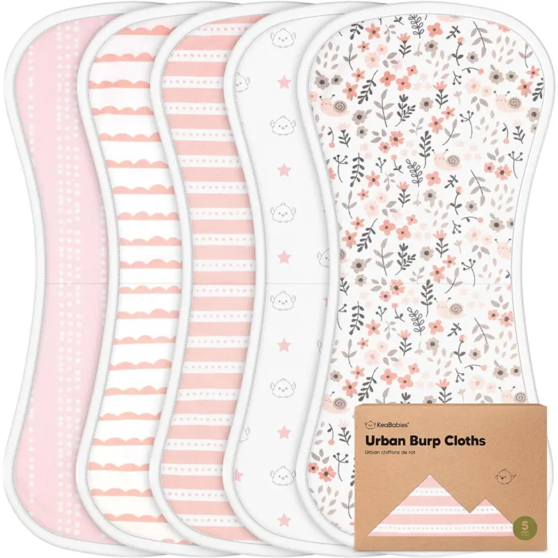 Organic Burp Cloths for Baby Boys and Girls – 5-Pack