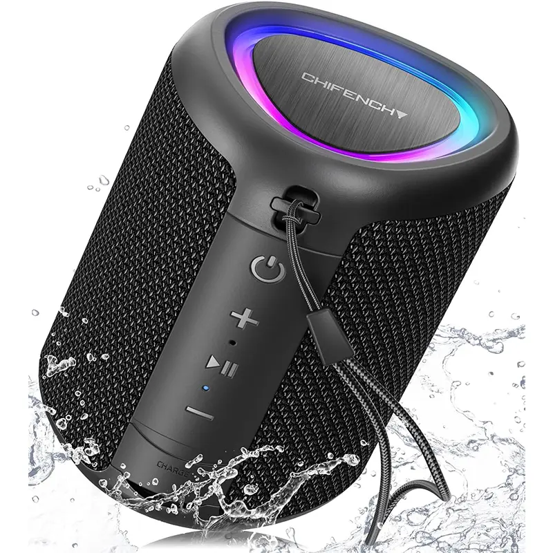 Portable Bluetooth Speaker with Lights, Powerful Crystal Clear Sound
