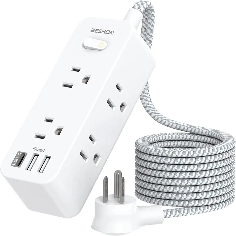 Power Strip Surge Protector, 5Ft Extension Cord, 6 Outlets with 3 USB Ports