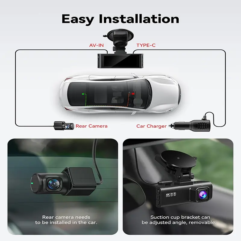 REDTIGER Dash Cam Front Rear, 4K/2.5K Full HD Dash Camera for Cars - Image 3