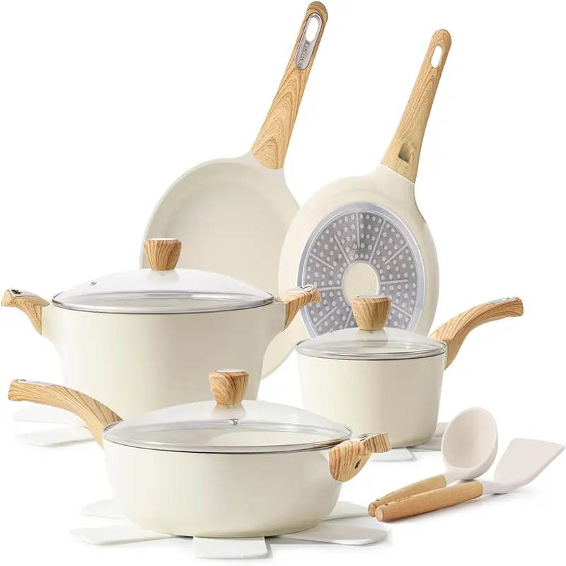 SENSARTE Ceramic Cookware Sets, Pots and Pans Set Nonstick