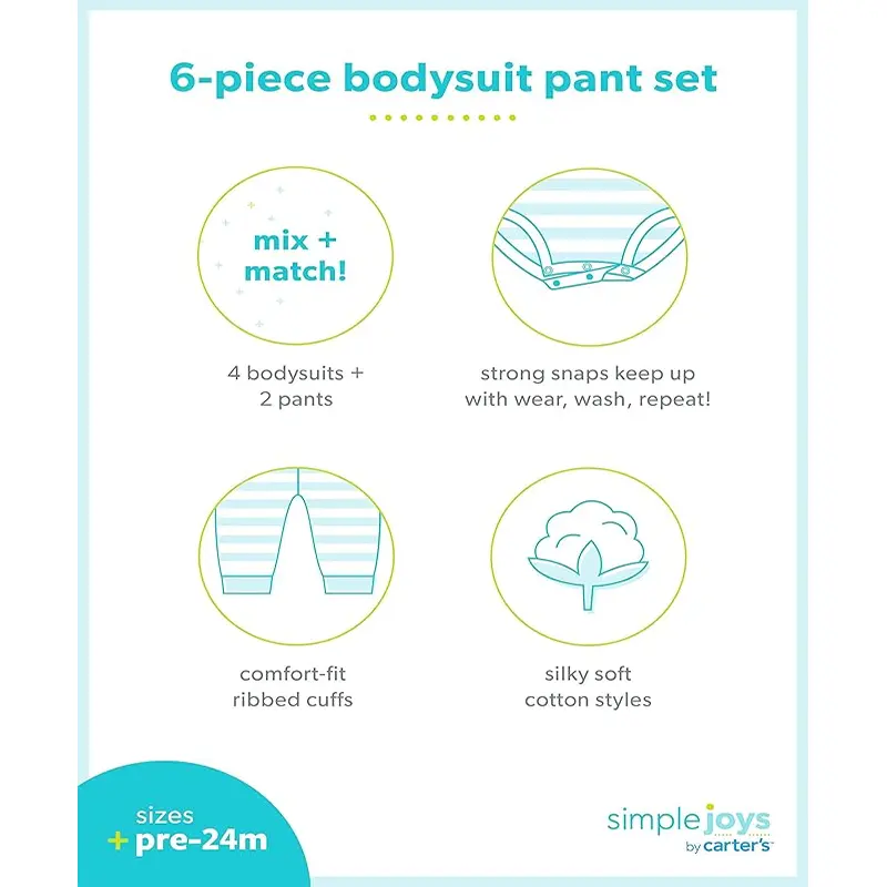Simple Joys by Carter's baby-girls 6-piece Bodysuits - Image 3