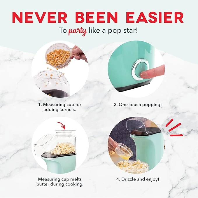 DASH Hot Air Popcorn Popper Maker with Measuring Cup - Image 3