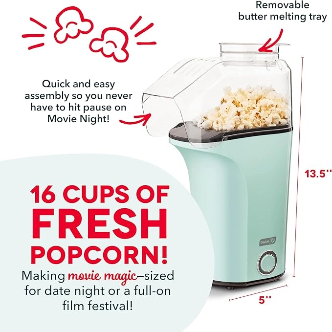 DASH Hot Air Popcorn Popper Maker with Measuring Cup - Image 4