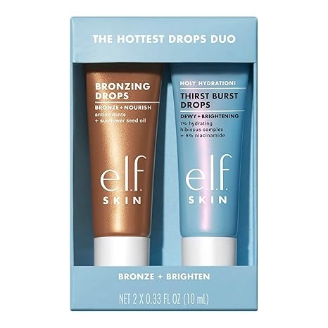 e.l.f. SKIN The Hottest Drops Duo, Holy Hydration! Thirst Burst & Bronzing Skincare Set