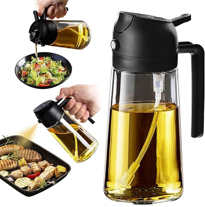 TrendPlain 16oz/470ml Glass Olive Oil Sprayer for Cooking – 2 in 1