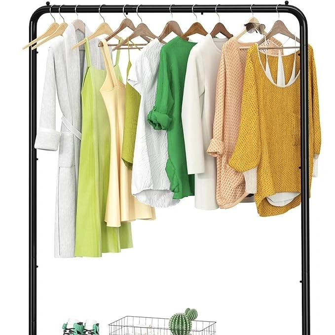 Simple Trending Standard Clothes Clothing Garment Rack with Storage Shelves