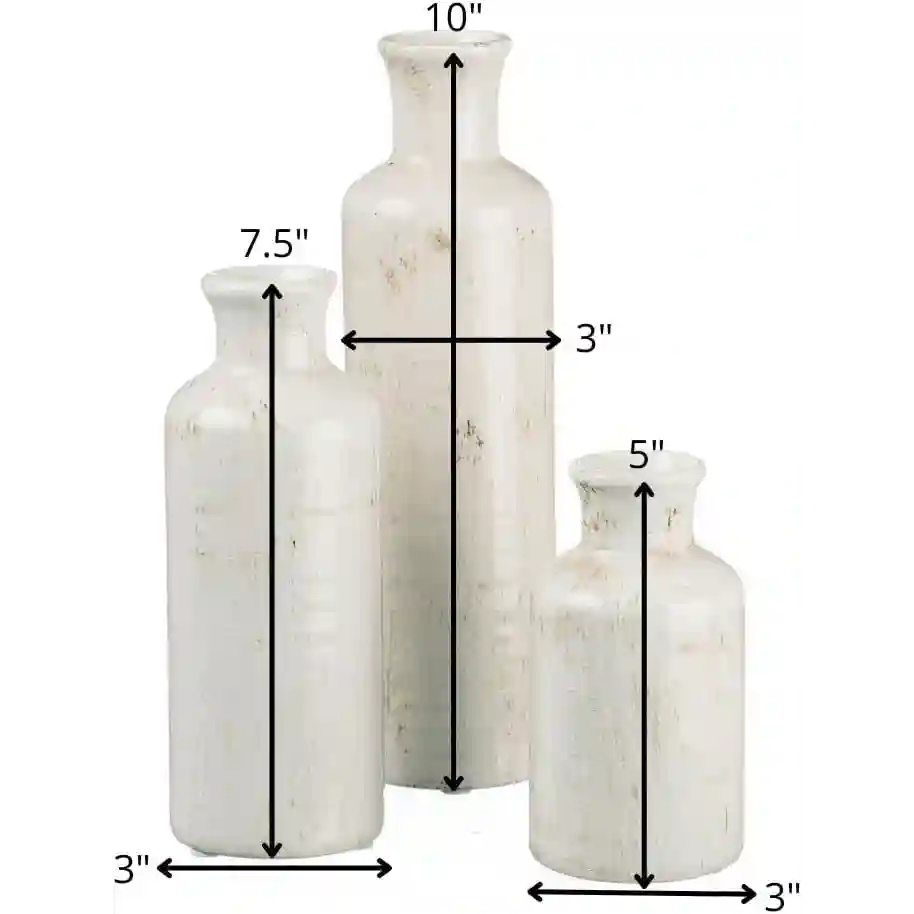 Sullivans White Ceramic Vase Set, Farmhouse Decor, Home Decorative Vase - Image 8