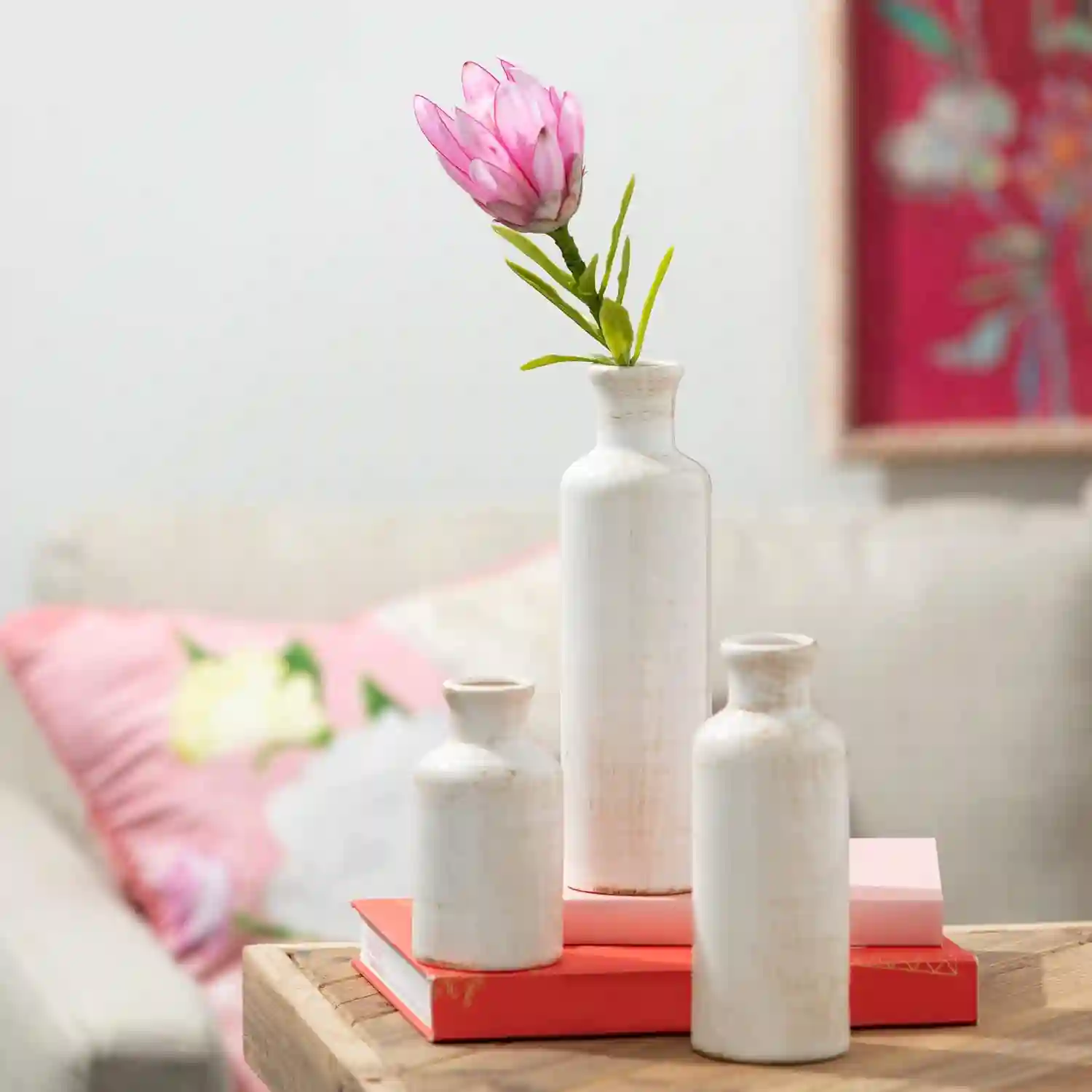 Sullivans White Ceramic Vase Set, Farmhouse Decor, Home Decorative Vase - Image 7