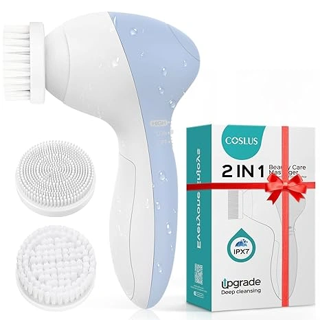 COSLUS Facial Cleansing Brush Silicone Face Scrubber: 2 in1 FBS-D