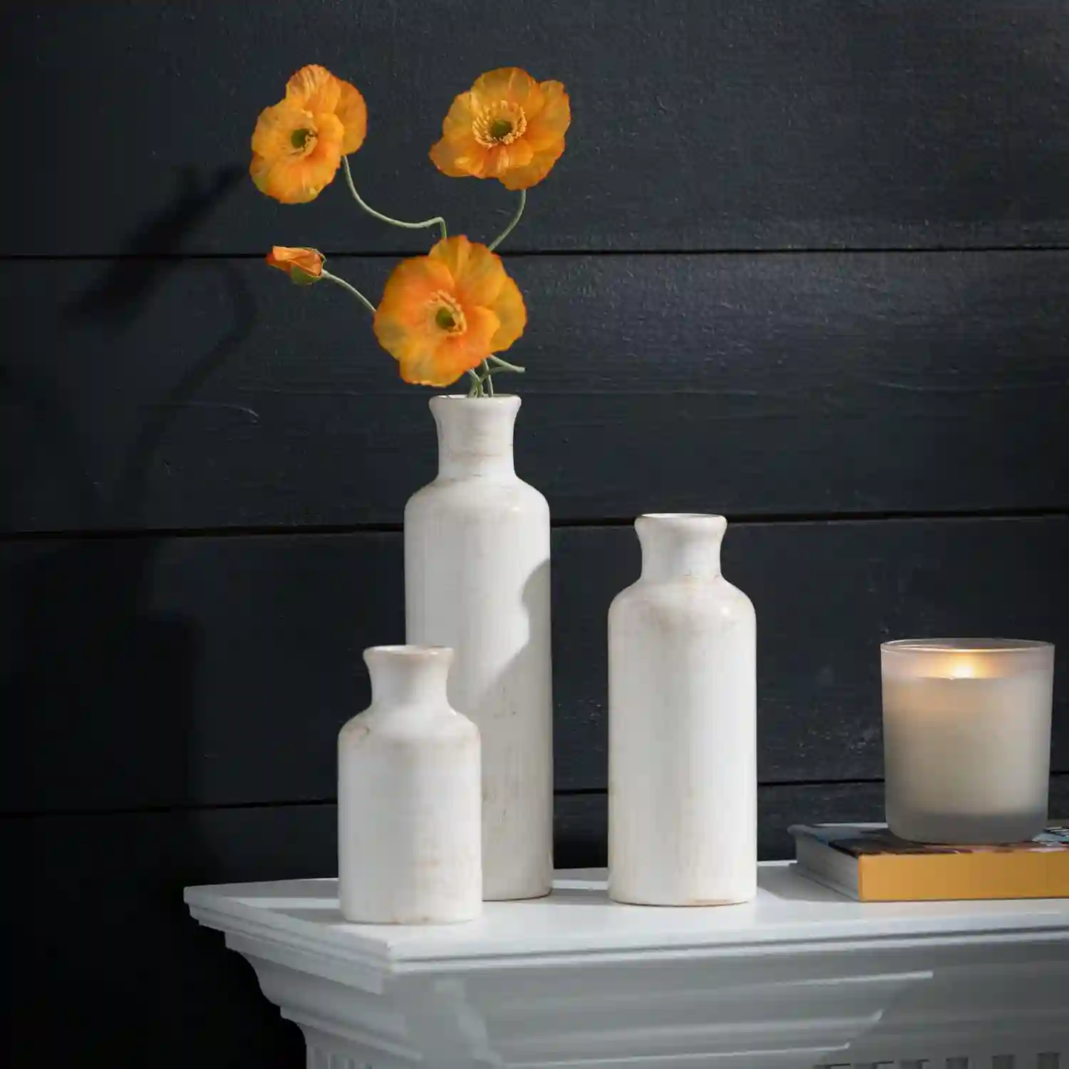 Sullivans White Ceramic Vase Set, Farmhouse Decor, Home Decorative Vase - Image 5