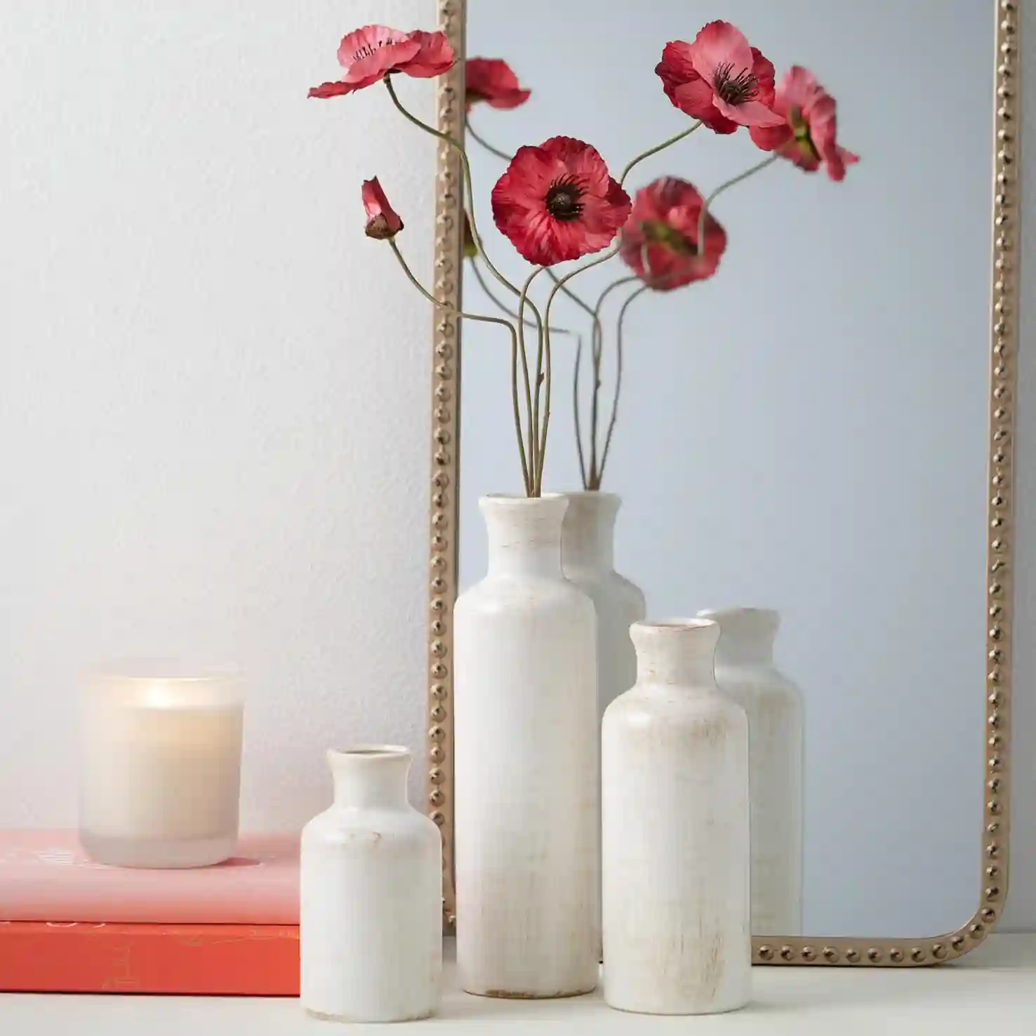 Sullivans White Ceramic Vase Set, Farmhouse Decor, Home Decorative Vase - Image 3