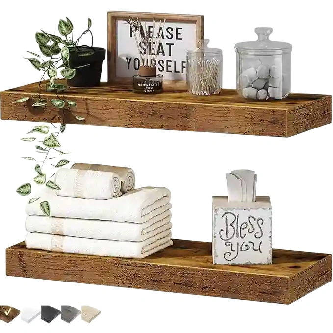 QEEIG Bathroom Floating Shelves for Wall Mounted Shelf Over Toilet Farmhouse
