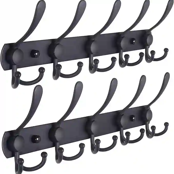 Dseap Coat Rack Wall Mounted – 5 Tri Hooks, Heavy Duty, Stainless Steel