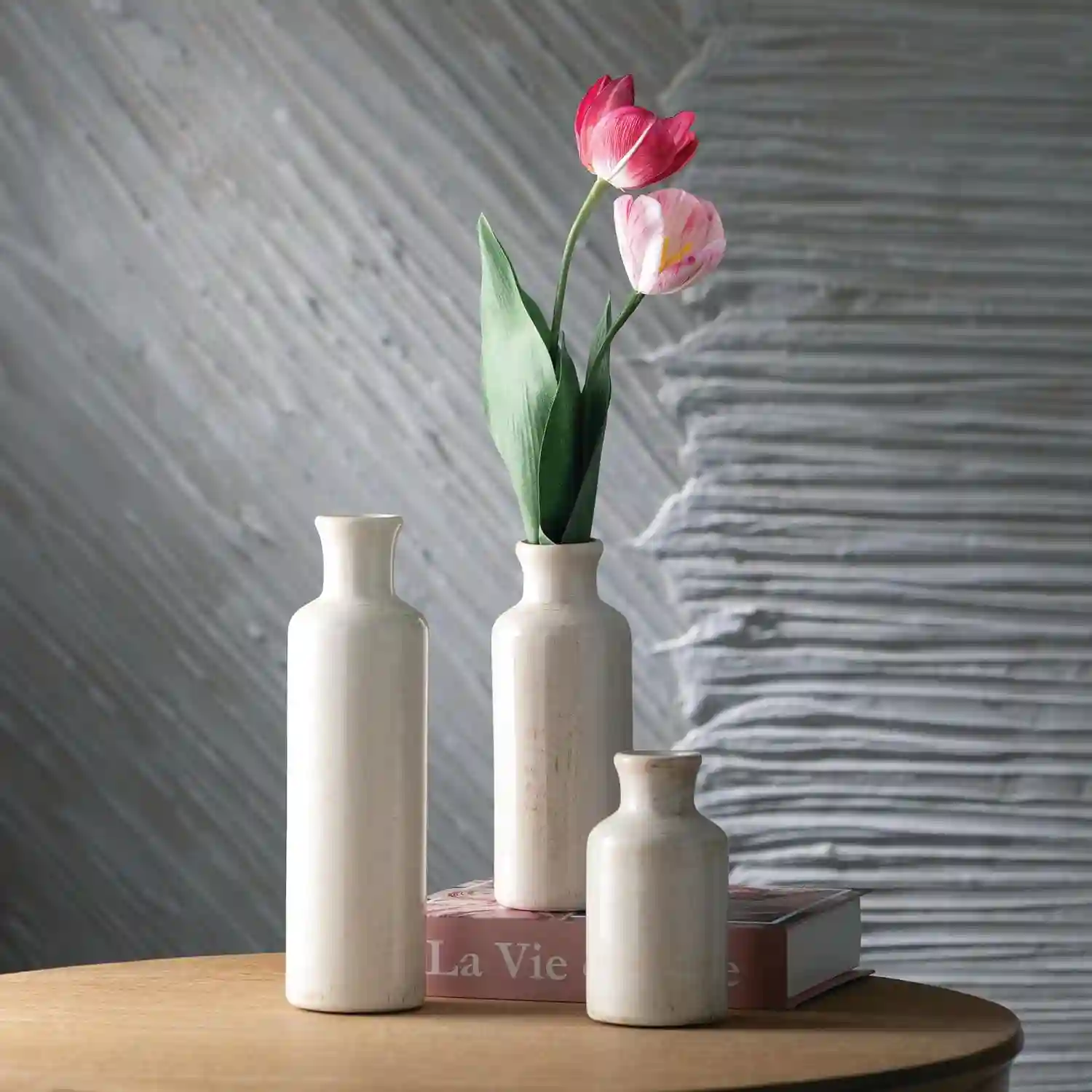 Sullivans White Ceramic Vase Set, Farmhouse Decor, Home Decorative Vase - Image 9