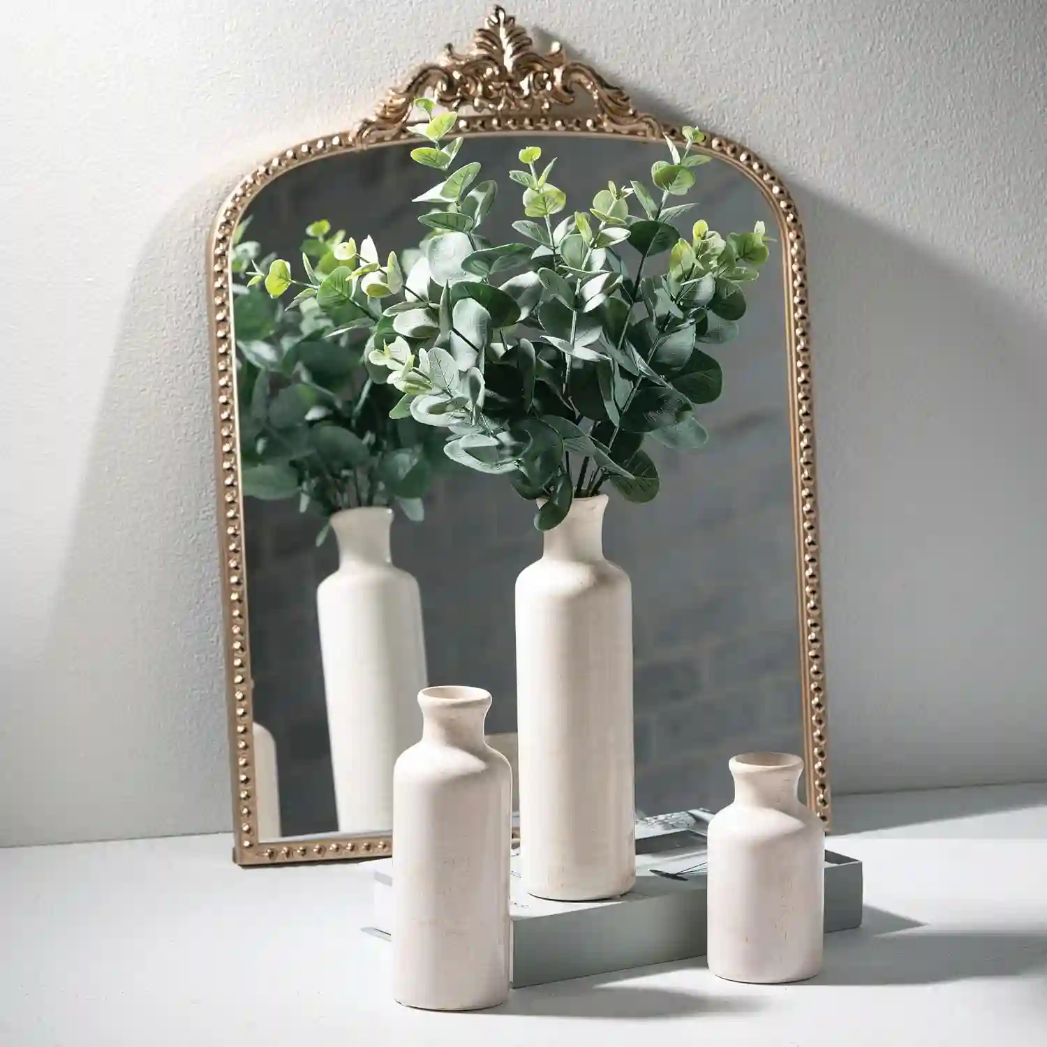 Sullivans White Ceramic Vase Set, Farmhouse Decor, Home Decorative Vase - Image 4