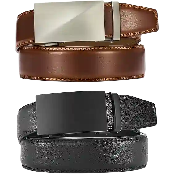 CHAOREN Leather Ratchet Belt Men 2 Pack – Customizable Fit, Effortless Style (35mm)