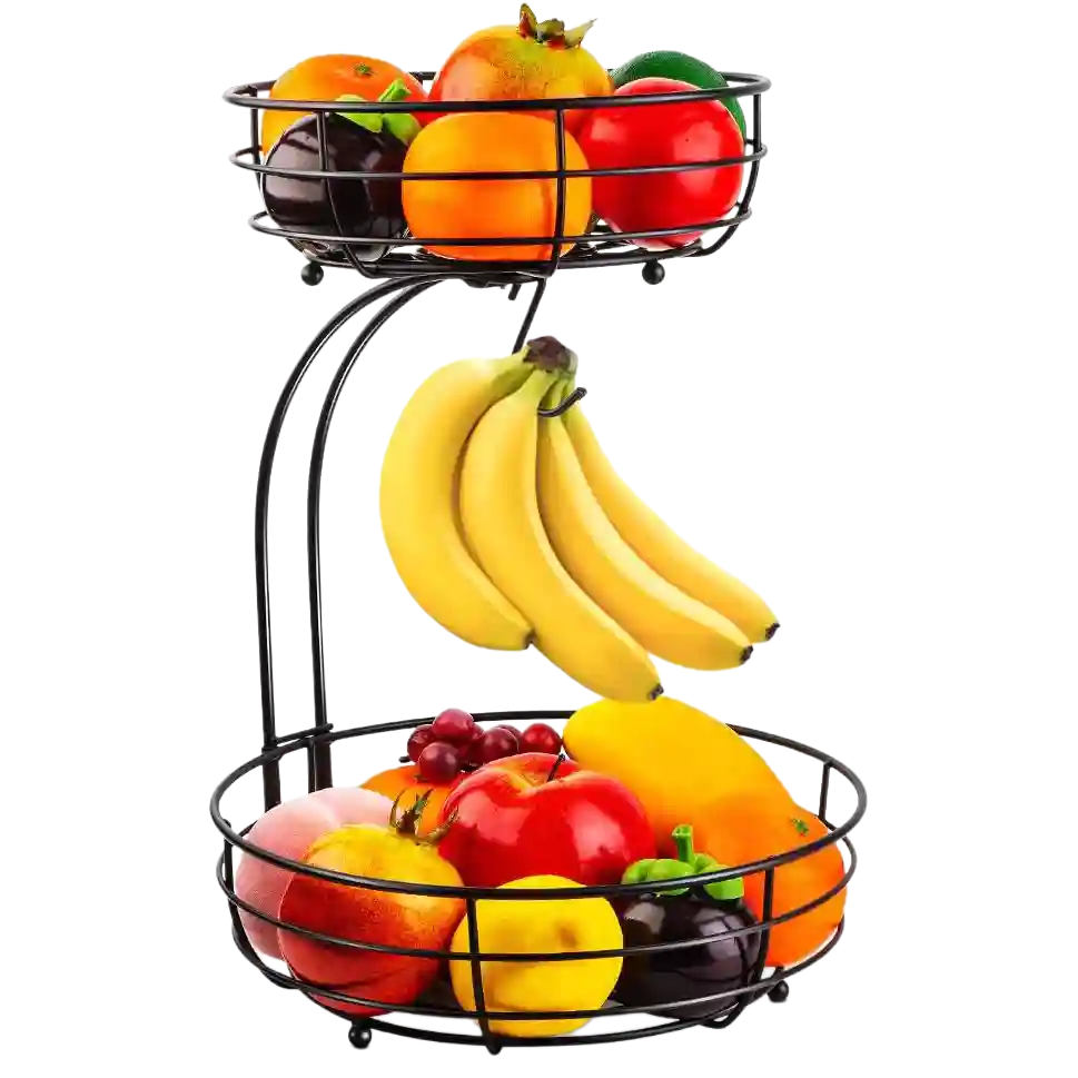 Auledio Iron 2-Tier Countertop Fruit Vegetables Basket Bowl