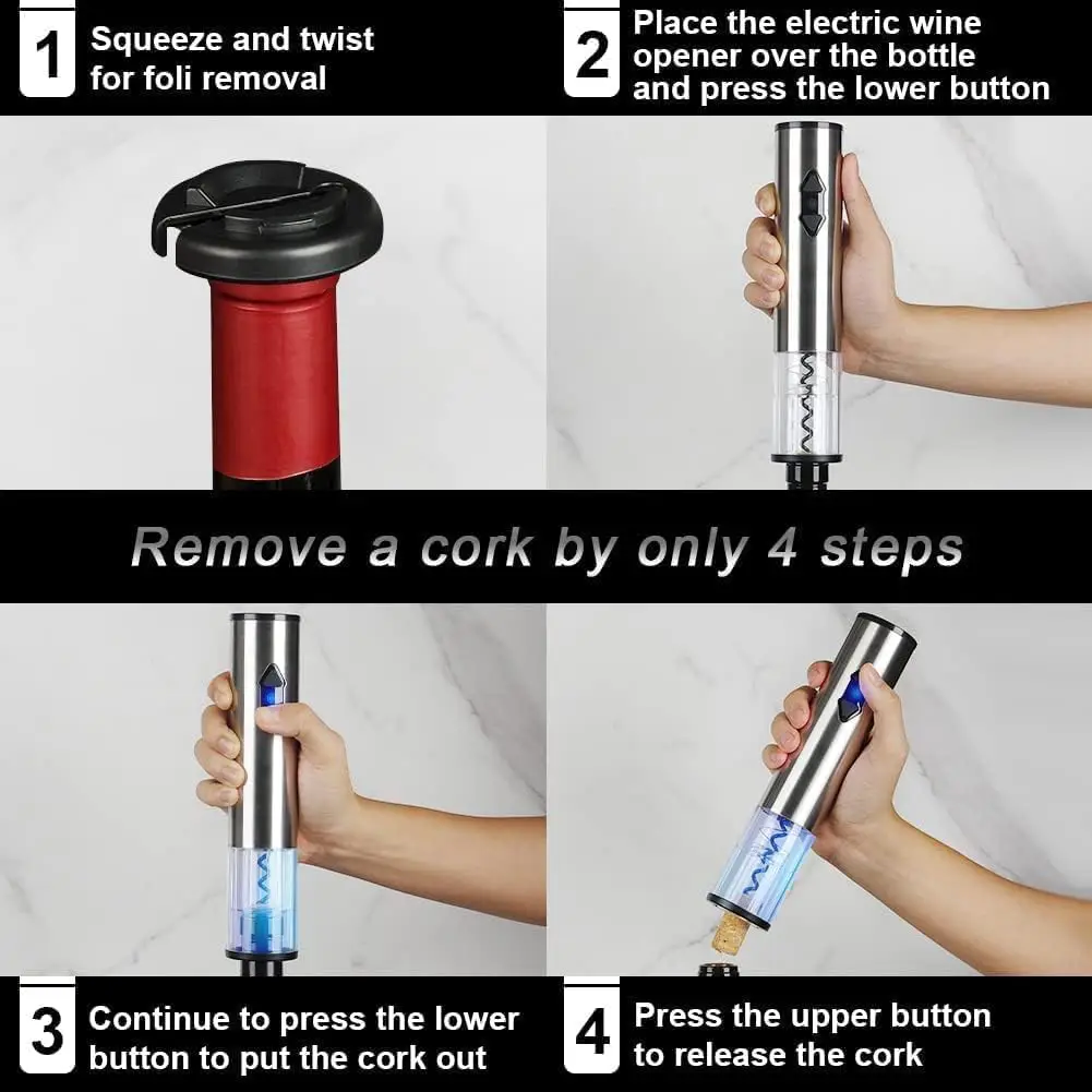CIRCLE JOY 5-in-1 Electric Wine Opener Gift Set Stainless Steel - Image 4