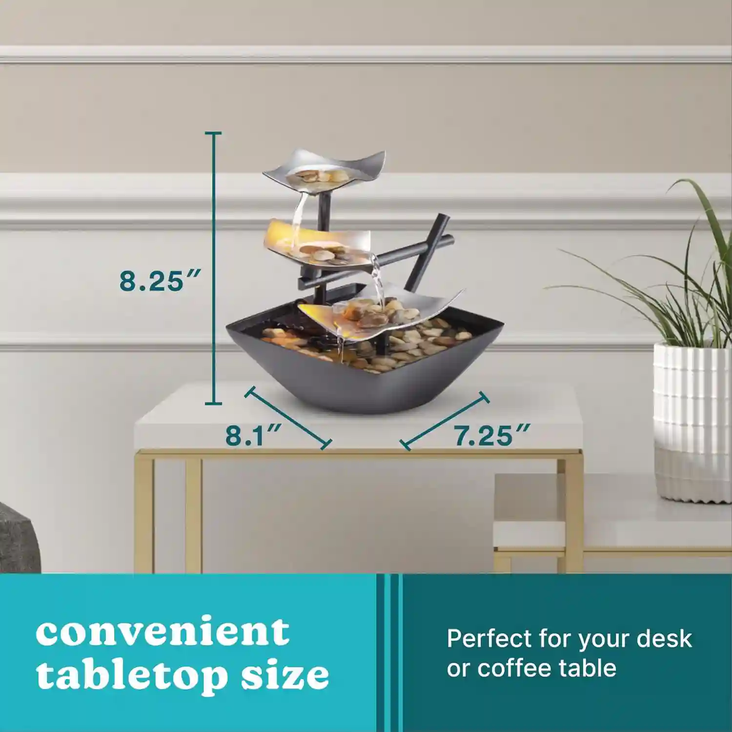 Homedics Tabletop Water Fountain, Home Décor Soothing Sound Machine - Image 7