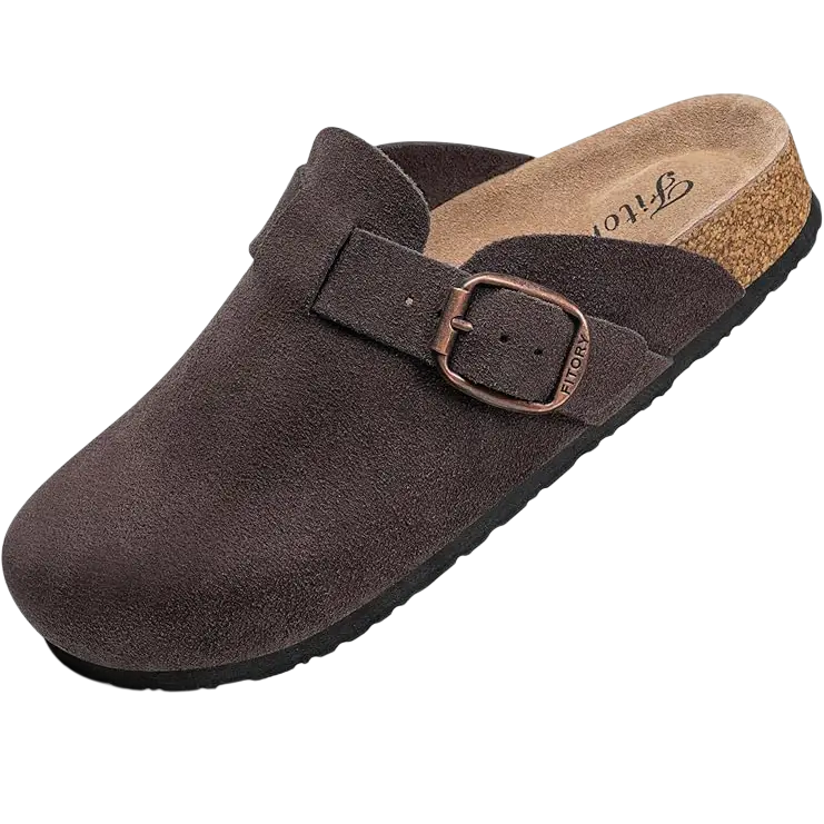 FITORY Womens Clogs Slip-on Potato Shoes Leather Mules