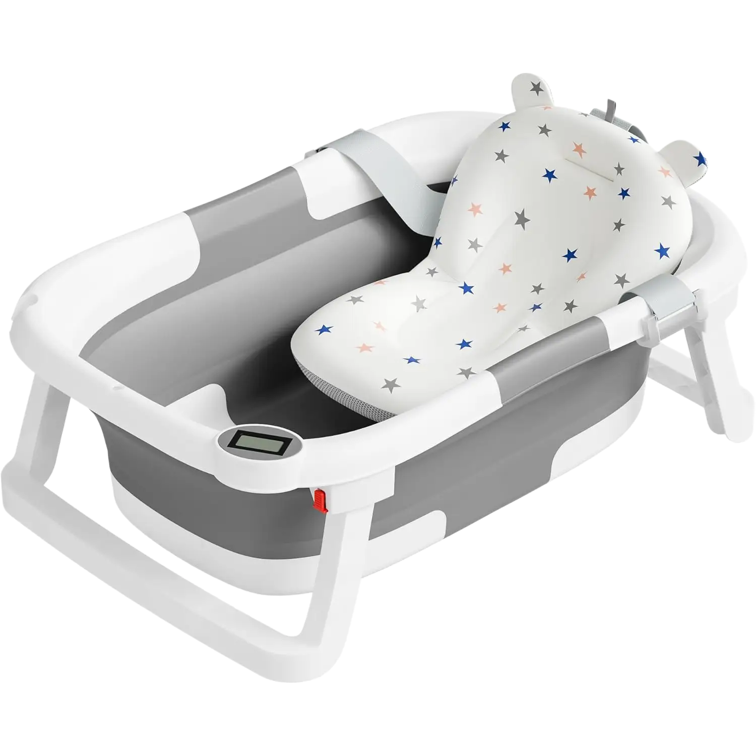 Collapsible Baby Bathtub,Baby Bath Tub with Soft Cushion & Thermometer