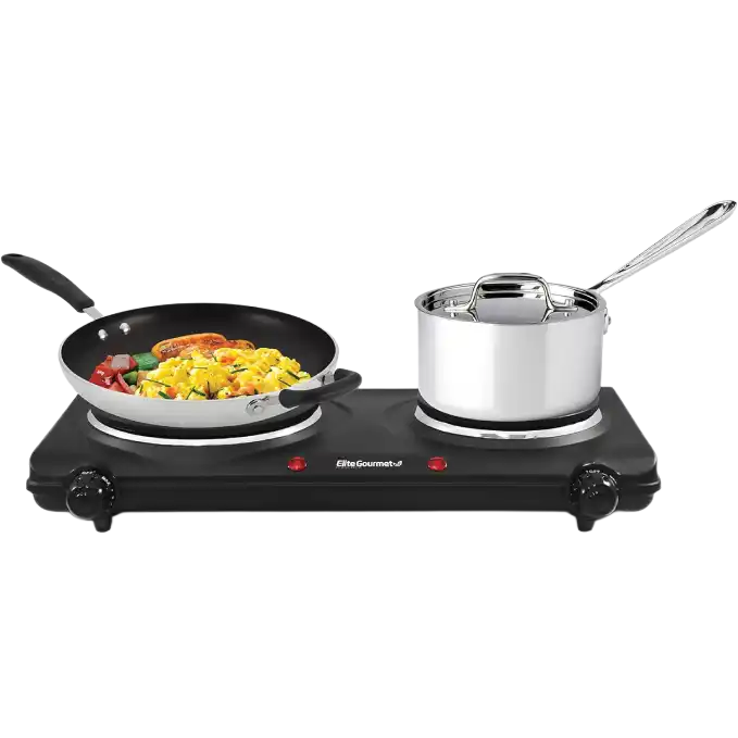 Elite Gourmet EDB-302BF Countertop Double Cast Iron Burner - Image 2