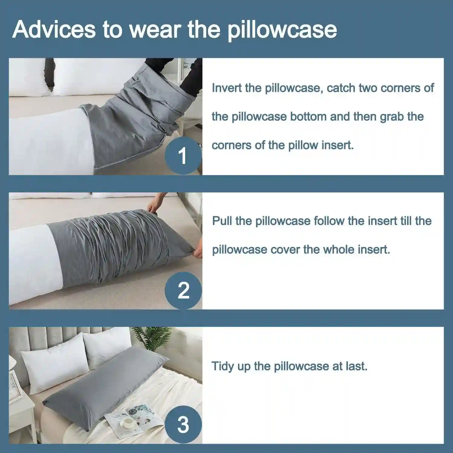 WhatsBedding Body Pillow Cover Cotton Fabric, Long Pillowcase Breathable - Image 3