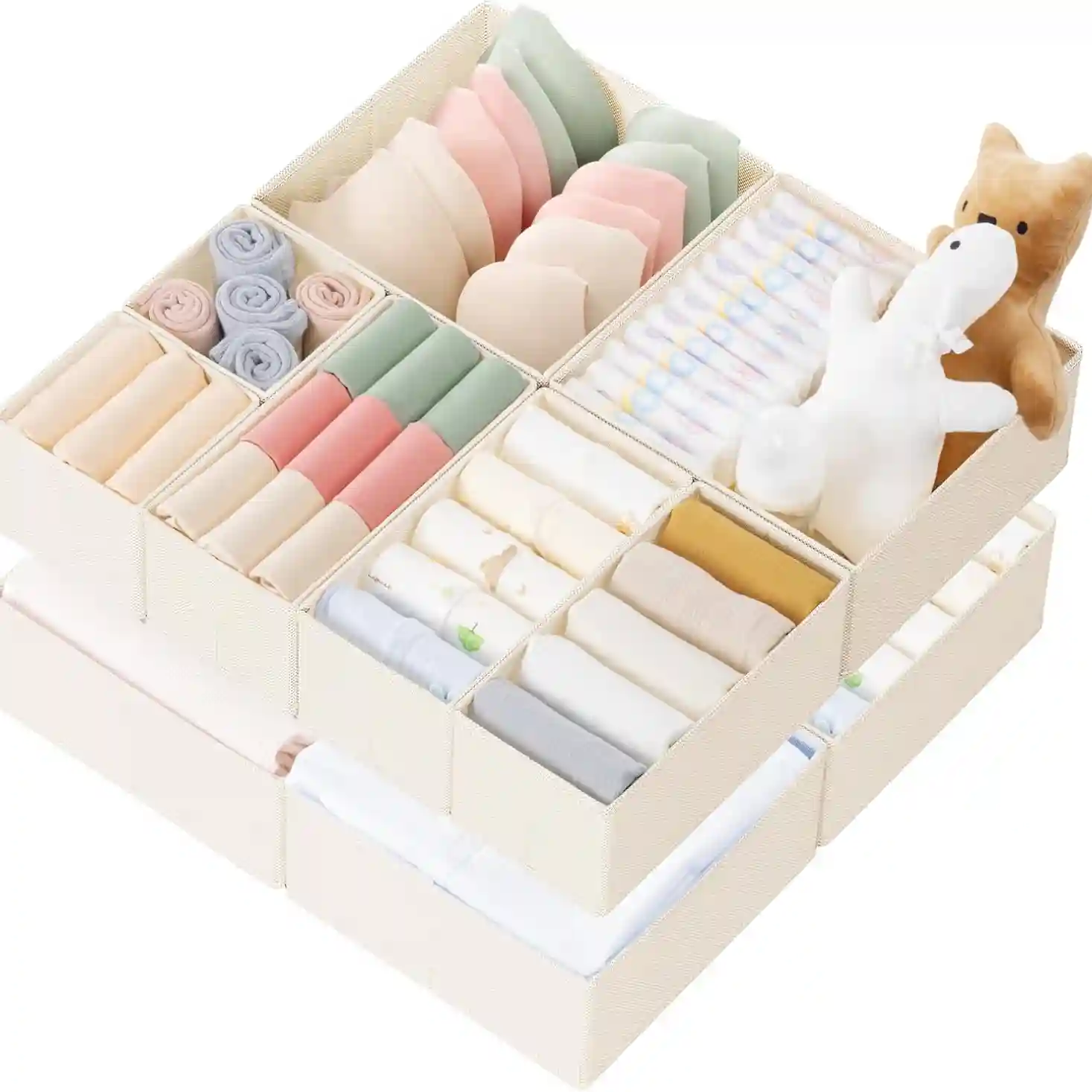 Criusia Drawer Organizer Clothes, 10 Pack Dresser Organizer for Baby Clothes