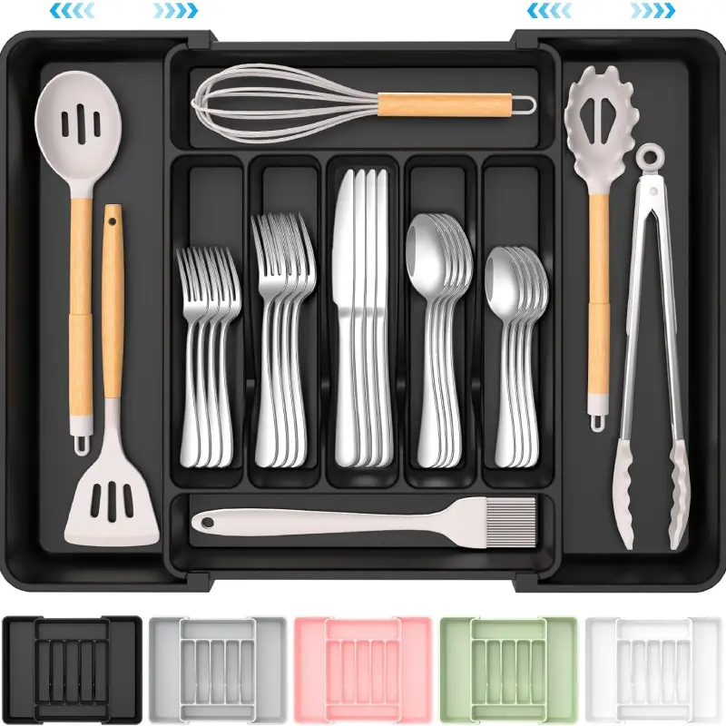 Extra Large Expandable Silverware Organizer, BPA-Free Food-Safe Cutlery