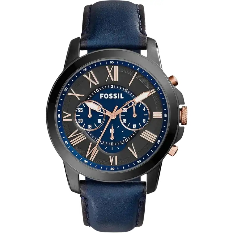 Fossil Men’s Grant Quartz Stainless Steel and Leather Chronograph Watch
